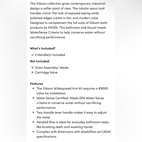 Moen Gibson Matte Black Widespread Bathroom Faucet - Modern 3-Piece Set - Picture 7 of 8